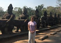 Isabelle visiting the Bayon Temple, Cambodia