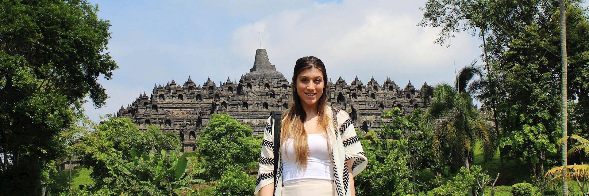 Kendall in Borobudur, Indonesia