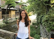 Laura in the Gion geisha quarter, Kyoto