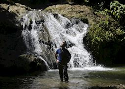 Mat at a waterfall near Borneo Rainforest Lodge, Danum Valley, Borneo