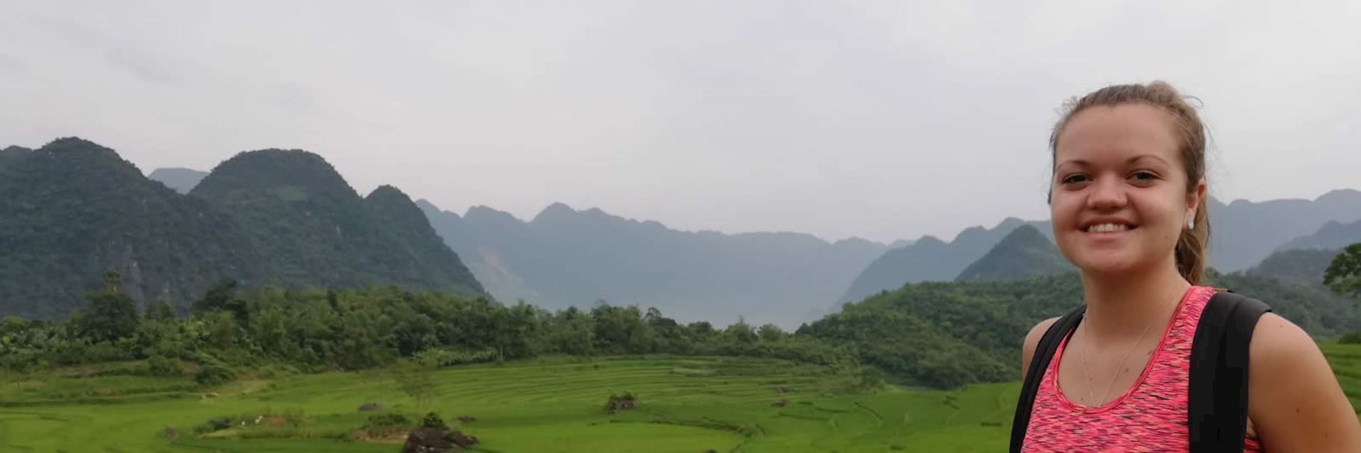 Megan trekking in Pù Luông Nature Reserve, northern Vietnam