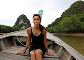 Natasha on a long tail boat trip, Krabi, Thailand