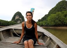 Natasha on a long tail boat trip, Krabi, Thailand