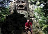 Ross at the northern gate of Angkor Thom, Cambodia