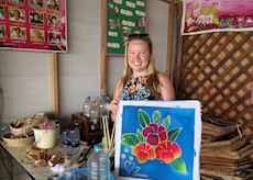 Shannon learning batik painting, Thailand