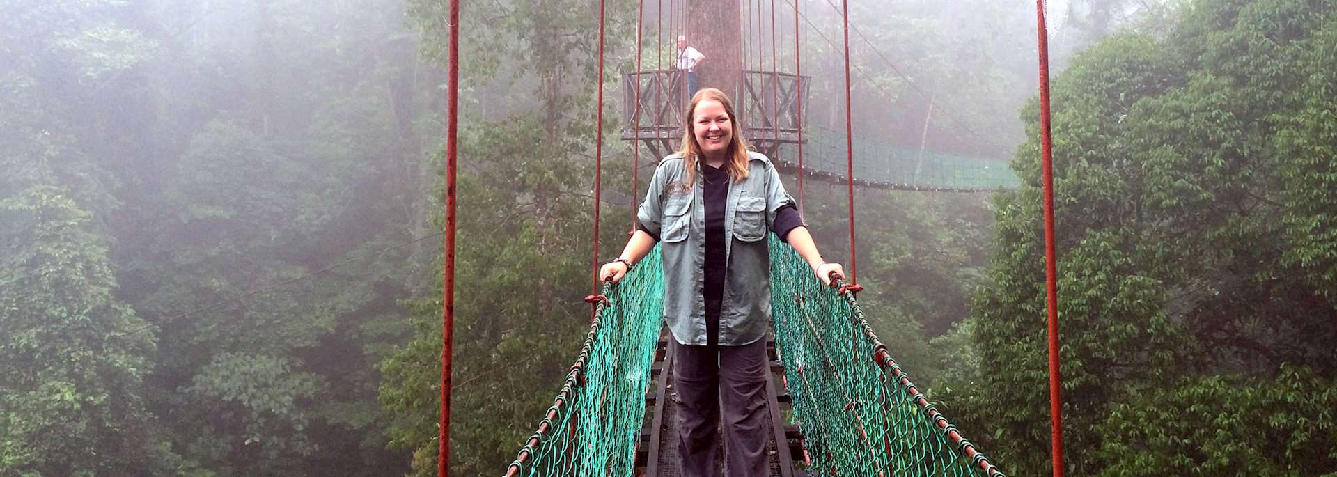 Sophie on a canopy walkway at Borneo Rainforest Lodge, Danum Valley, Borneo