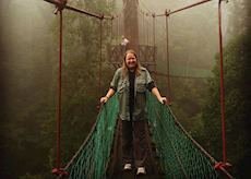 Sophie on a canopy walkway in the Danum Valley, Borneo