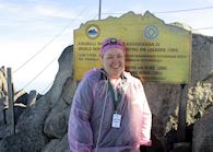 Sophie at the top of Mount Kinabalu, Borneo