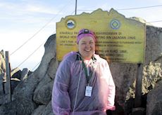 Sophie at the top of Mount Kinabalu, Borneo