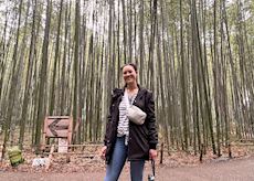 Stephanie in Arashiyama bamboo forest, Kyoto, Japan