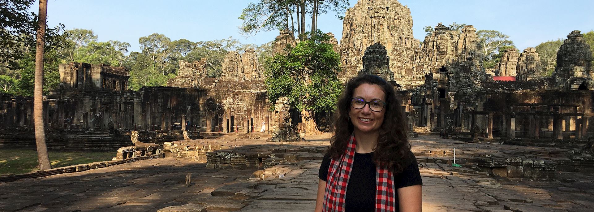 Suzie visiting Ta Prohm Temple, Cambodia