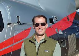Alex preparing for a helicopter flight over the Grand Canyon, the USA