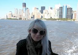 Anna taking the Staten Island ferry, New York, the USA