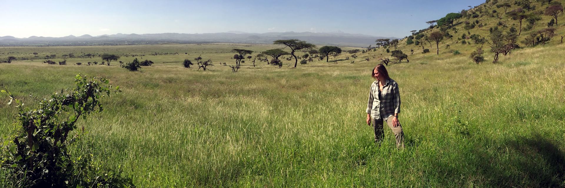 Amy on a walking safari in Lewa Wilderness Conservancy, Kenya
