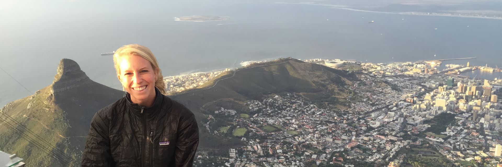 Hailey on top of Table Mountain overlooking Cape Town