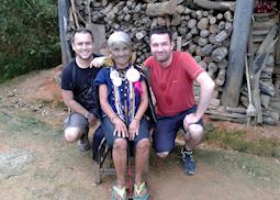 Jack and Audley colleague Alex with a local Chin elder in Kanpetlet, Chin State, Vietnam