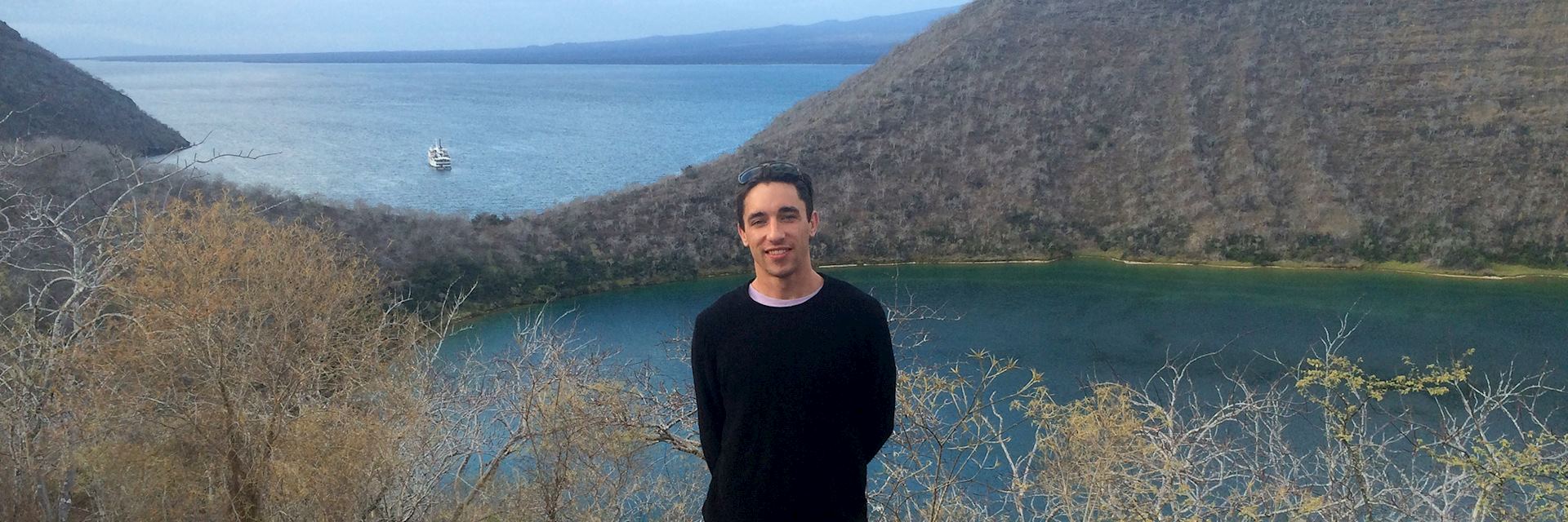 Michael taking an early morning hike up Isabela Island