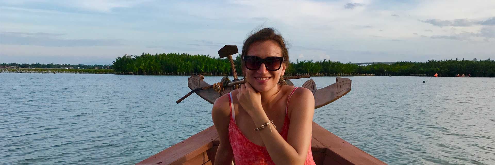 Rachel boating in Hoi An