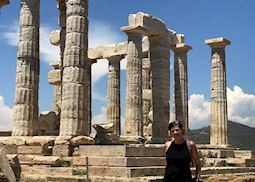 Shannon at the Temple of Posideon, Greece