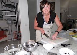 Shannon at an Italian cooking class
