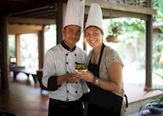 Veronica taking a cooking class in Siem Reap in Cambodia