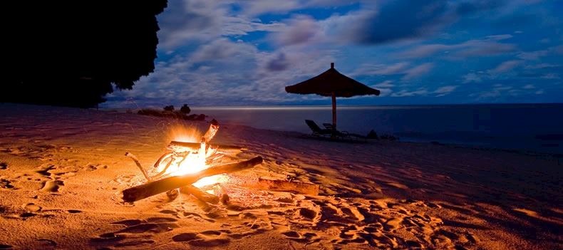 Campfire on the shore of Lake Malawi