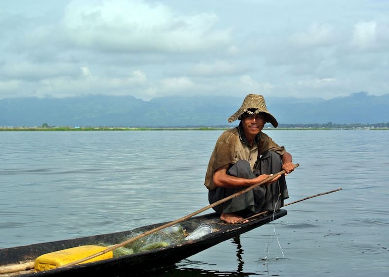 A fisherman on Inle Lake