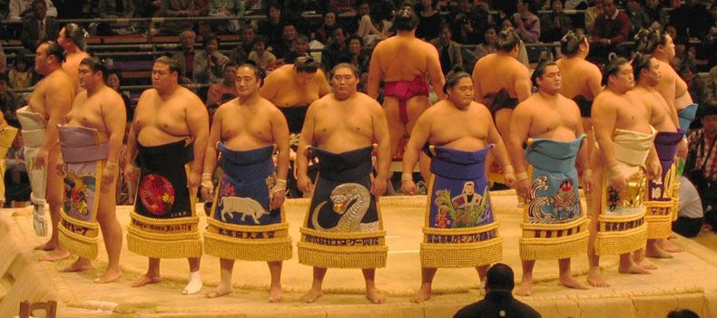Grand sumo tournament in Japan.