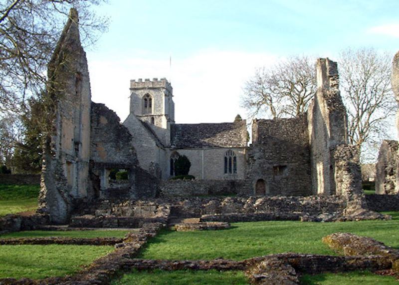 Minster Lovell church through the ruined hall. Image:Bill Bagshaw
