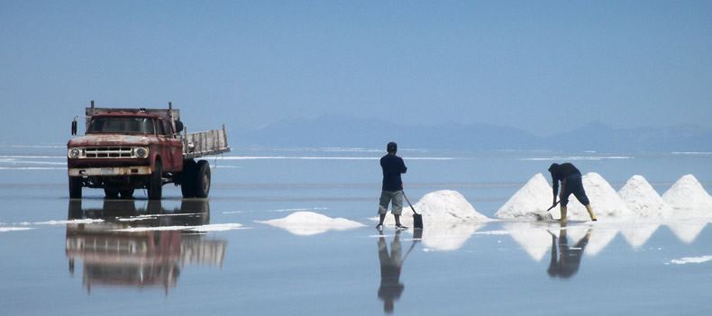 Reflections in the salt pans, Uyuni, Bolivia