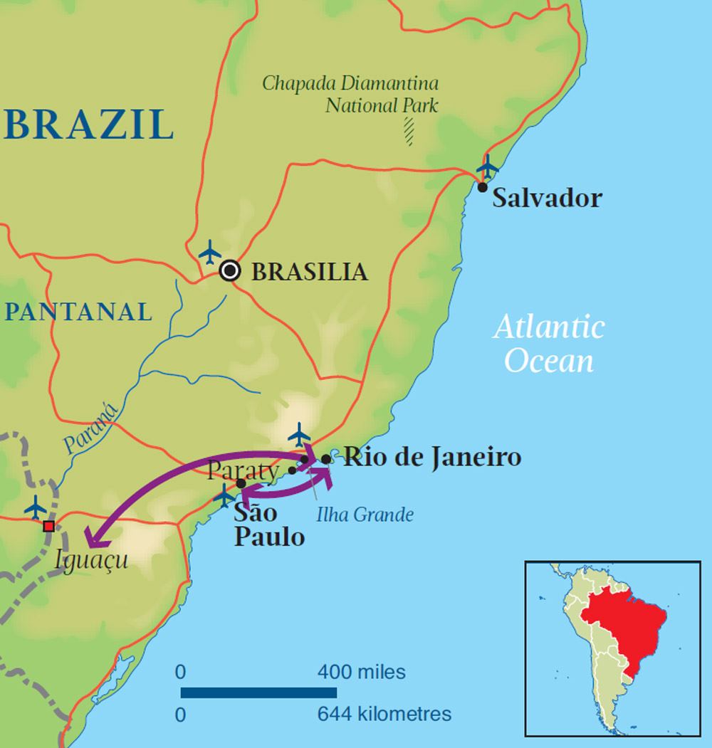 brazil travel itinerary map