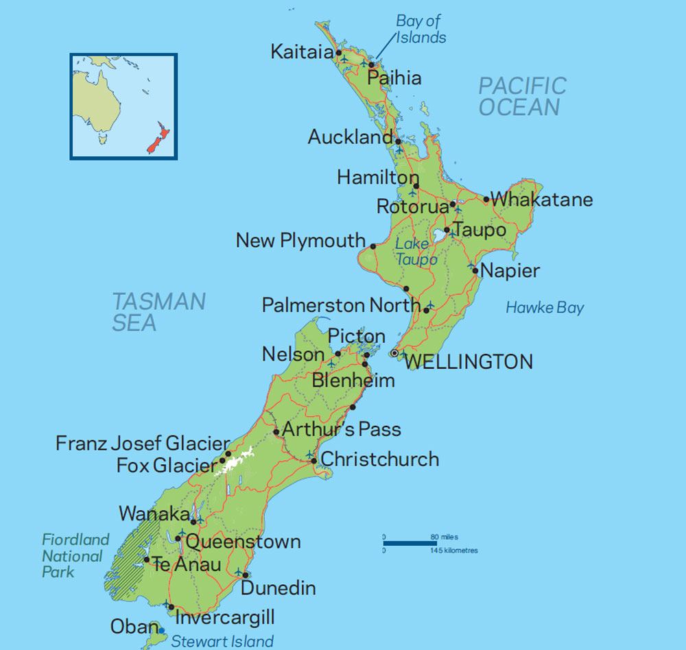 Map of New Zealand Map of New Zealand