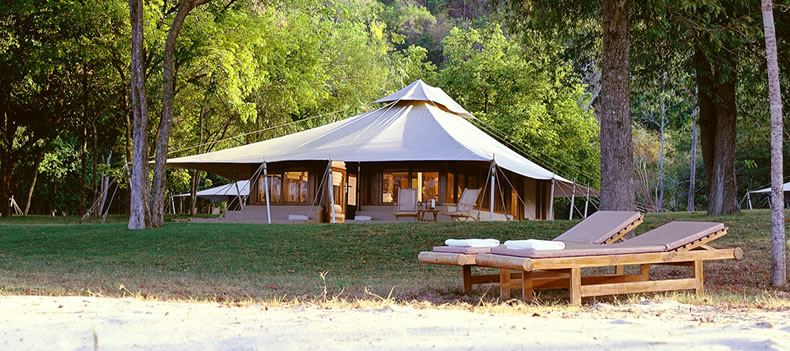 The luxury nature camp of Amanwana on Indonesia’s Moyo island