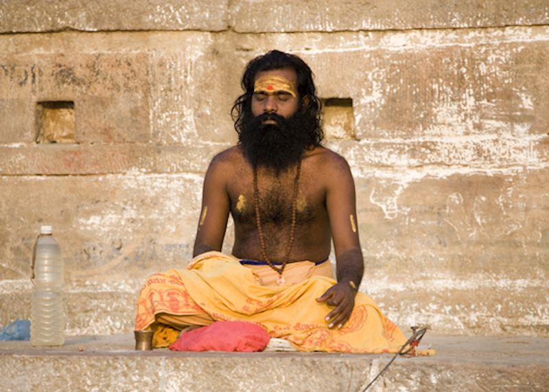 Devotee on the bank of the Ganges, Varanasi