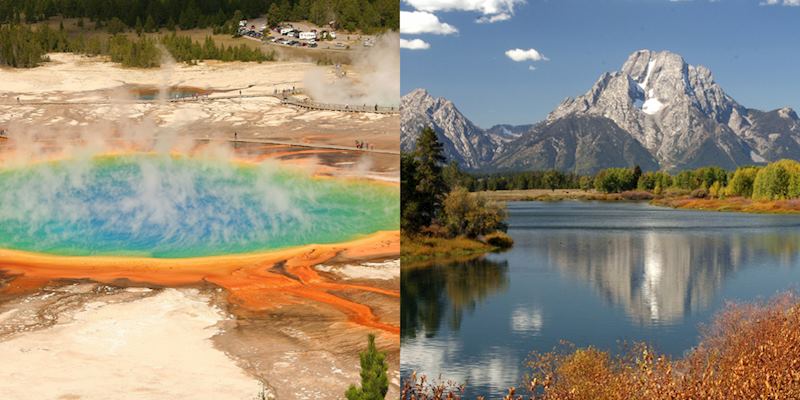 Yellowstone National Park v Grand Teton National Park, USA