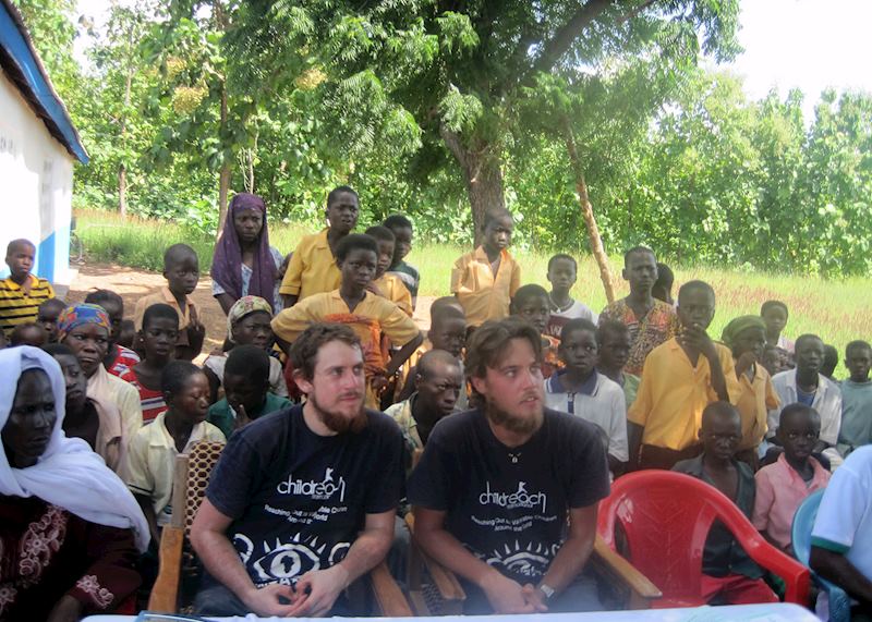 Ian (left) and Alan listening intently to the chief of a local village as he explains who we are and how we reached their village in the North of Ghana